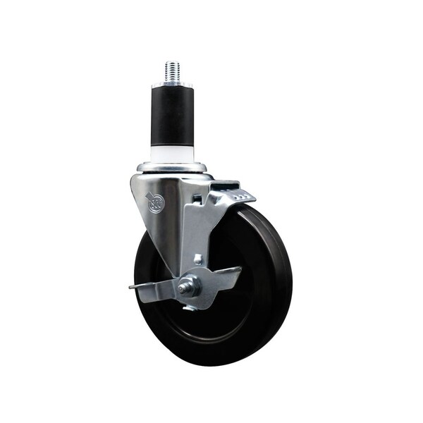 5'' Hard Rubber Swivel 1-1/2'' Expanding Stem Caster with Brake